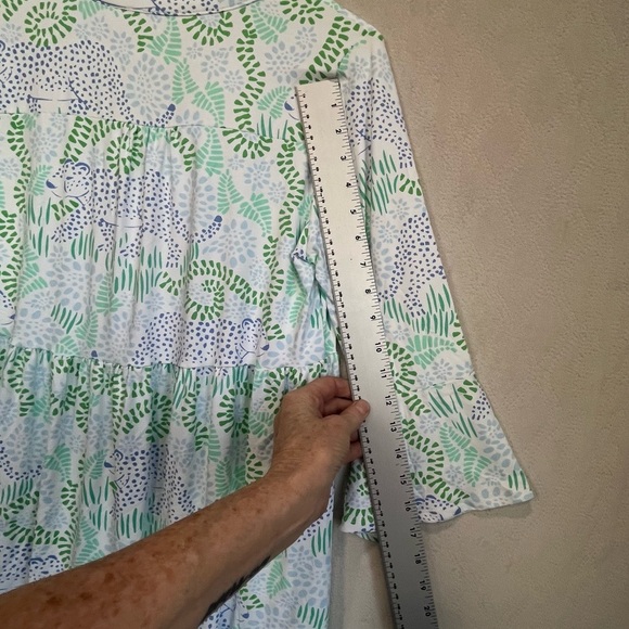 Mary Square Tiered Nylon Dress Sz L Cheetahs Lightweight Effortless Chic - Picture 13 of 15